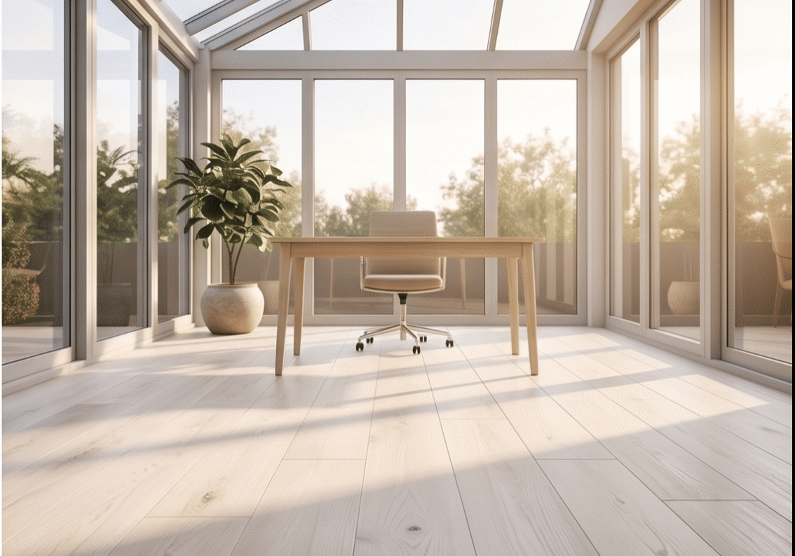 Engineered hardwood plank detail with multi-layer veneer construction visible